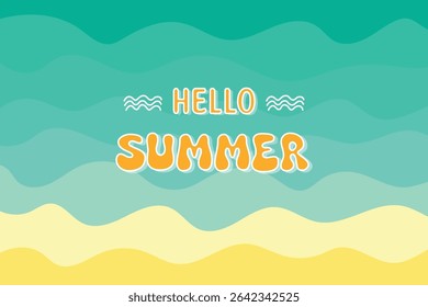 Hello Summer. Wave background. Sea and beach concept. Vector illustration