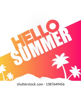 Hello summer web banner background. Sea or pool with sand. Hello Summer Holiday party beach template backdrop.