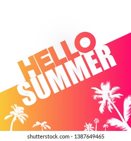Hello summer web banner background. Sea or pool with sand. Hello Summer Holiday party beach template backdrop.