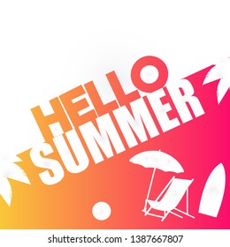 Hello summer web banner background. Sea or pool with sand. Hello Summer Holiday party beach template backdrop.