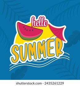 Hello summer welcome summer colorful illustration summer coming vector template
