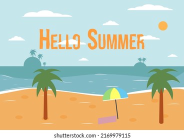 Hello Summer or Welcome Summer Illustration For Background
