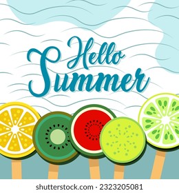 Hello summer. welcome summer. summer time vector illustration