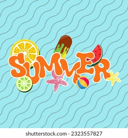 Hello summer. welcome summer. summer time vector illustration