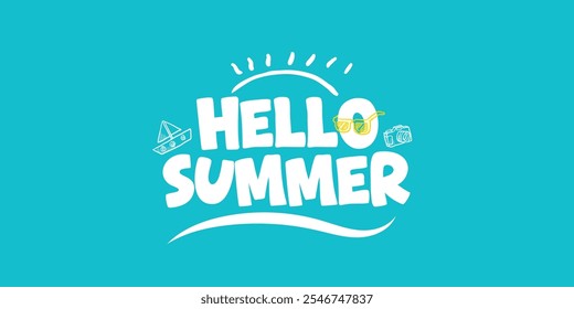 Hello summer. welcome summer. summer time vector illustration
