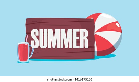 hello summer wooden board ball juice