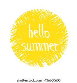 Hello Summer - Yellow Circle - Isolated On White Background - Vector Illustration, Graphic Design