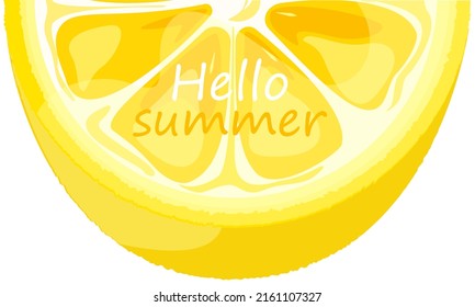 Hallo, Sommer.Ein Stück saftige Zitrone.Sommergrafik einzeln auf weißem Hintergrund.