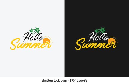 Hallo Sommer, Hallo Sommer-Kalligrafie, handgezeichnete BuchstabenVektorgrafik