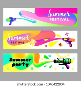 Hello summer.Image with gradient color. Modern concept of banner with holiday theme and invitation party, festival.  Vector illustration. 