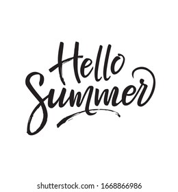 Hello Summer.Lettering and calligraphy for shirt, poster, background, postcard, banner. Printing on a cup, bag, shirt, or package.
