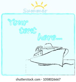 Hello Summer.Summer scene with board.Your text here.Nature.