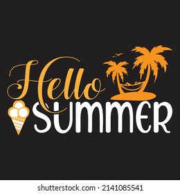hola verano,Diseño de camisetas ,Archivo vector.
