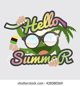 Hello Summertime Badge Design Vector Illustration