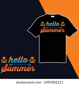 Hello Summer.T-shirt Design. Vector Illustration..