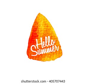 Hello Summer.Watercolor splatters. Vector
