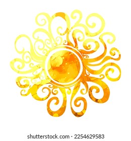 Hello Sun Stylish Fun Invitation Card for Holiday Days and Celebration Party. Best Modern Design Vector Illustration: Hand Drawn Textures for Headline, Banners, Logos, Brochures and other Templates.