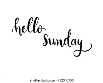 Hello Sunday Calligraphy Hand Lettering Vector Stock Vector (Royalty ...