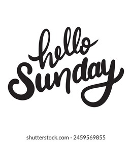 Hello Sunday text isolated, square composition. Hand drawn vector art.