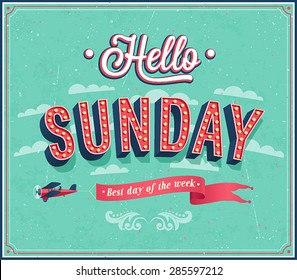 Hello Sunday typographic design. Vector illustration.