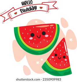 Hello sunday with watermelon on white background