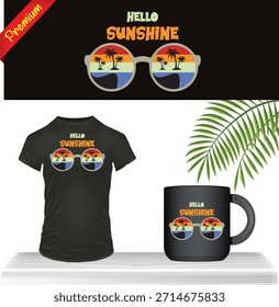 Elementos gráficos de design gráfico de férias Hello Sunshine Beach