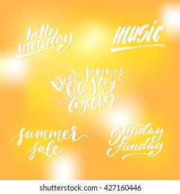 Hello sunshine card. Hand drawn lettering. Modern calligraphy. Ink illustration. Design for banner, poster, card, invitation, flyer, brochure, t-shirt. Isolated on textured color abstract background