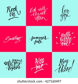 Hello sunshine card. Hand drawn lettering. Modern calligraphy. Ink illustration. Design for banner, poster, card, invitation, flyer, brochure, t-shirt. Isolated on textured color abstract background