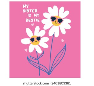 HELLO SUNSHINE FLORAL SISTER PRINT VECTOR