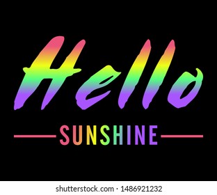 HELLO SUNSHINE gradient colorful,Graphic design print t-shirts,vector