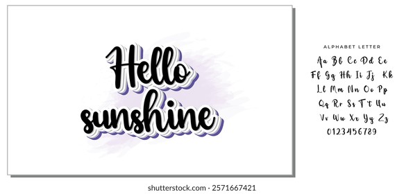 Hello sunshine. Hand drawn calligraphy and brush pen lettering. design for holiday greeting card and invitation of seasonal summer holidays, summer beach parties, tourism and travel.