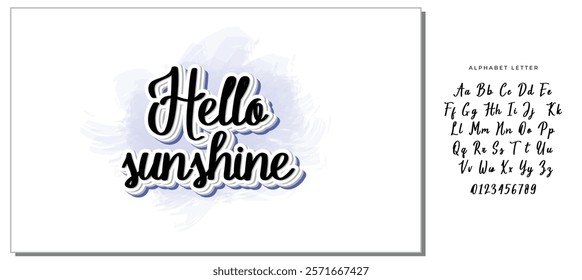 Hello sunshine. Hand drawn calligraphy and brush pen lettering. design for holiday greeting card and invitation of seasonal summer holidays, summer beach parties, tourism and travel.