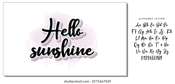 Hello sunshine. Hand drawn calligraphy and brush pen lettering. design for holiday greeting card and invitation of seasonal summer holidays, summer beach parties, tourism and travel.