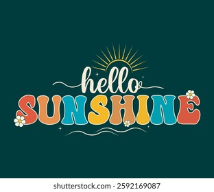 Hello sunshine. Hand drawn typography poster With Flower. Modern calligraphy and hand lettering. Inspiration vector illustration