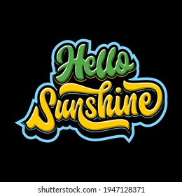 Hello sunshine lettering design, hello sunshine sticker design, hello sunshine typography