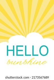 Hello Sunshine Pattern, Yellow sunshine white Background, Good morning sunshine, Hello Sunshine Wallpaper Love Cards Vector Stock Vector Illustration.