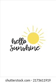 Hello Sunshine smile Pattern, Yellow sunshine, Sunshine White Background, Hello Sunshine Love Cards Vector Stock Vector Illustration.