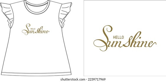 hello sunshine t shirt graphic design vector illustration digital file