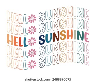 Hola sol tipografía retro diseño de la camiseta
