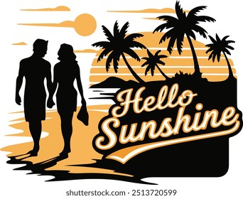 Hello sunshine vector art illustration 