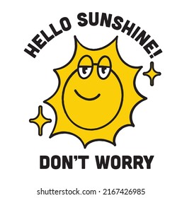 Hello Sunshine Vintage retro illustration for apparel