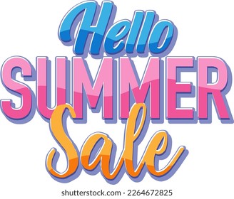 Hello suumer sale text for banner or poster design illustration