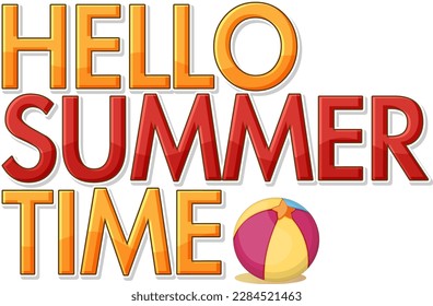 Hello suumer time text for banner or poster design illustration