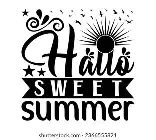 Hello Sweet Summer, Hello Summer. Fruit Lover .Vector Watermelon Illustration And Slogan. Suitable For Summer Season T Shirt ,Poster Graphic Design. svg