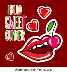 hello Sweet Summer poster poster with cherry