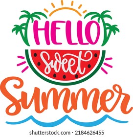 Hello Sweet Summer Vector, Summer Vector File