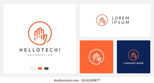 Hello tech logo design template