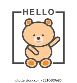 Hello teddy bear isolated on white background.
