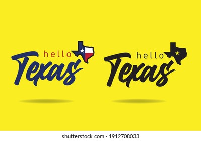 Bonjour Texas, concept de création de logo, avec petite carte, image vectorielle eps