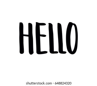 Hello text. Calligraphic Lettering. Hand drawn vector illustration